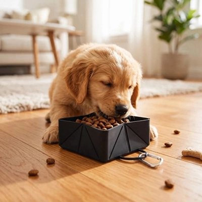 Gamelle Chien permet d'attacher la gamelle à un sac, une ceinture ou une laisse pour un transport facile en déplacement