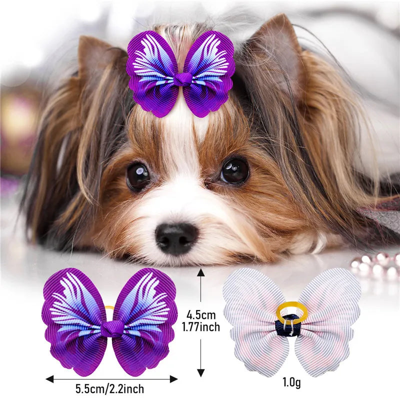 Nœuds papillon pour chien – Lot de 12 accessoires cheveux poils longs et courts