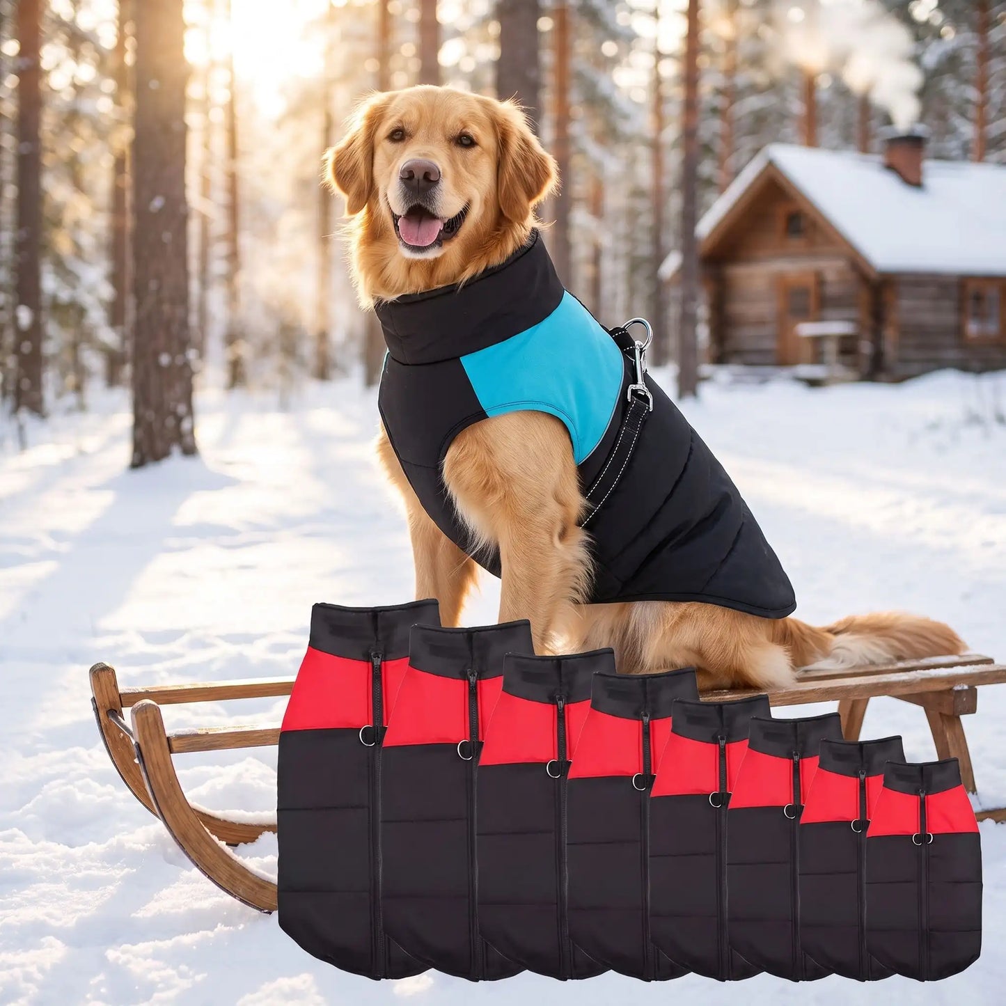 Veston chaud avec harnais pour chien de-s  a 5 xl