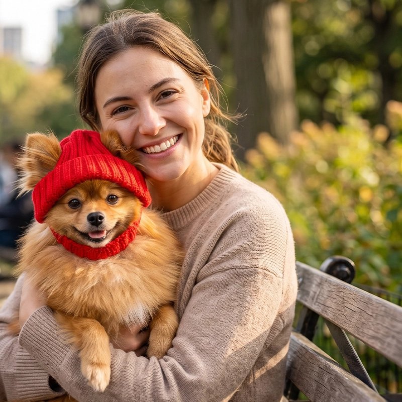 Bonnet pour chien​ idéal pour photos, promenades hivernales ou moments partagés