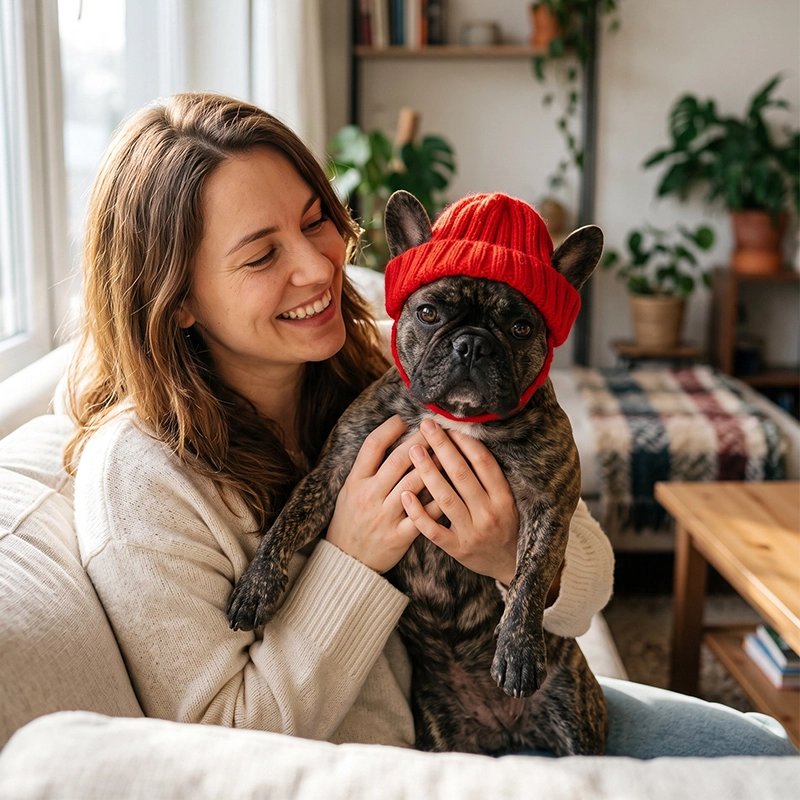Bonnet pour chien​ tricot facile à enfiler et retirer