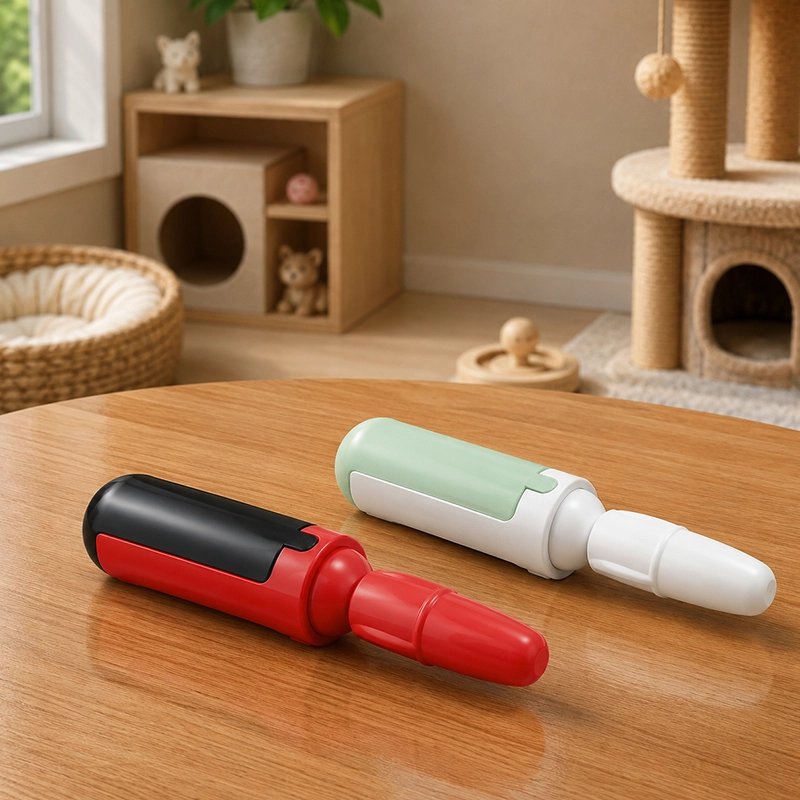 Brosse anti poil disponible en plusieurs combinaisons de couleurs incluant rouge et noir, vert menthe et blanc 