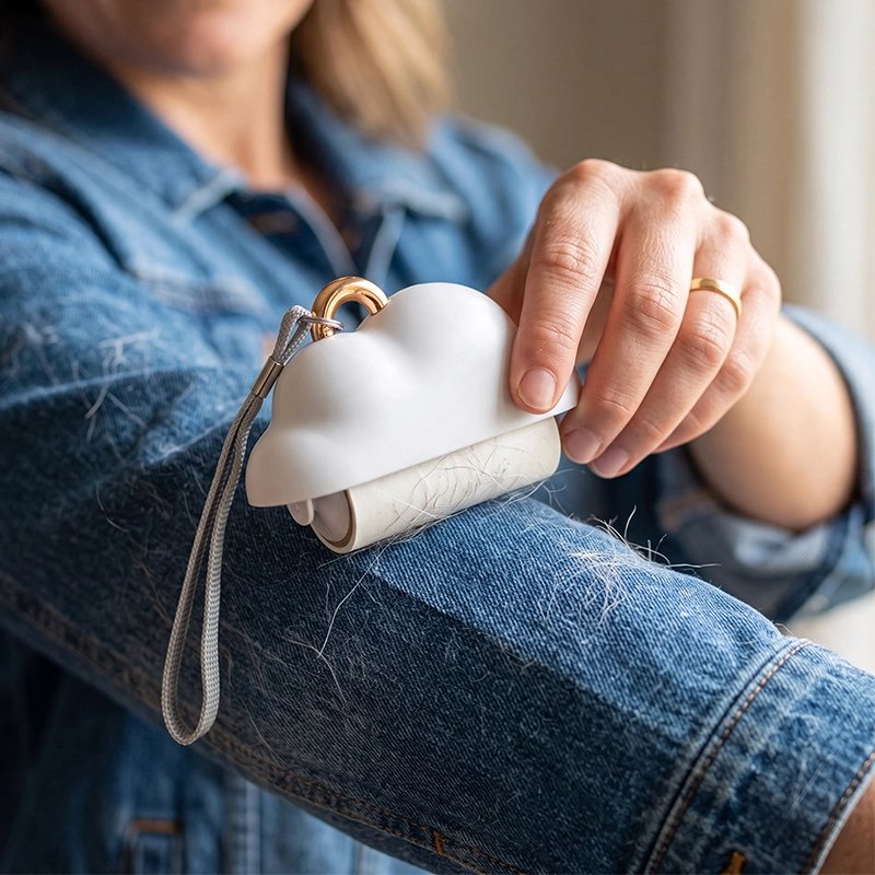 Brosse anti poil Format compact avec poignée ergonomique en forme de nuage: design adapté pour une prise en main confortable