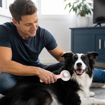 Brosse pour Chien renforce la complicité entre le propriétaire et l'animal pendant les séances de toilettage