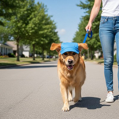 Casquette chien​ ouvertures spéciales permettant le passage des oreilles pour un ajustement naturel et confortable