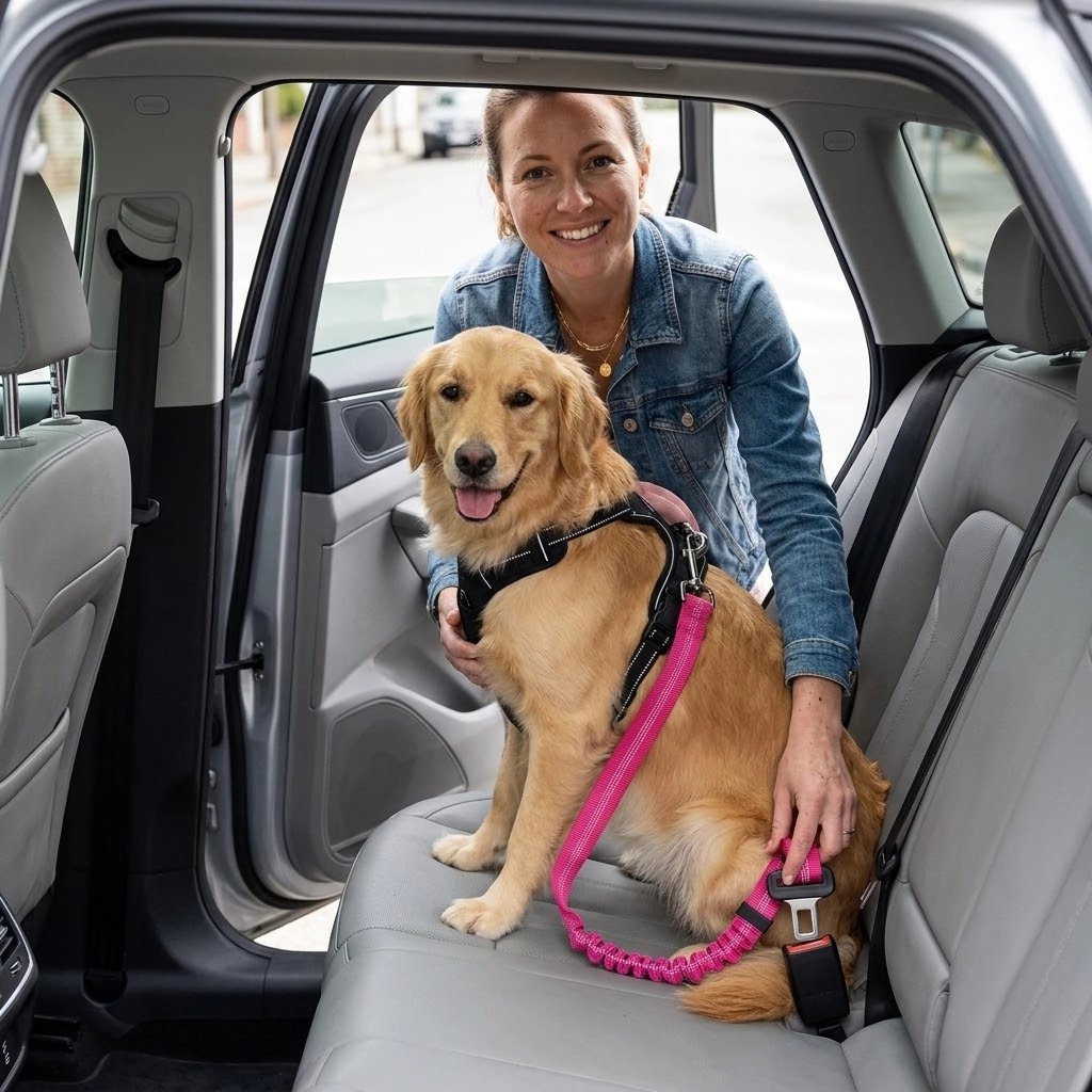 Ceinture de sécurité pour chien  boucle compatible avec les ceintures de sécurité standard des véhicules