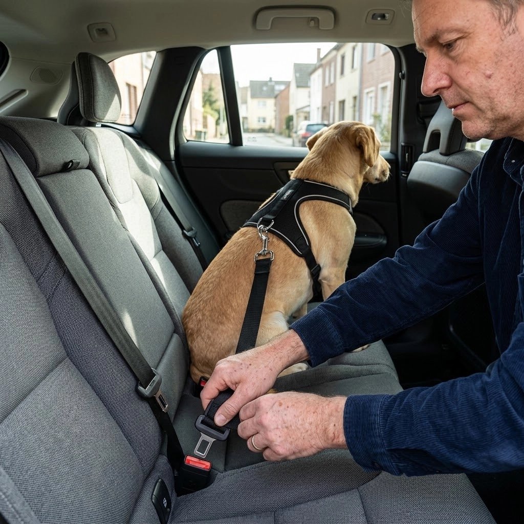 Ceinture de sécurité pour chien sangle en nylon résistant avec surpiqûres renforcées