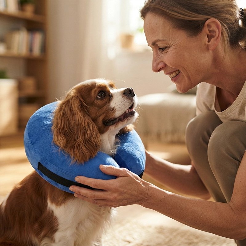 Collerette Chien empêche efficacement l'animal de lécher ou mordre ses plaies tout en préservant son bien-être