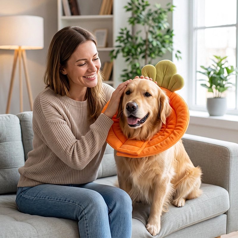 Collerette Chien légèreté matériau peu pesant qui réduit la fatigue du cou comparé aux colliers rigides
