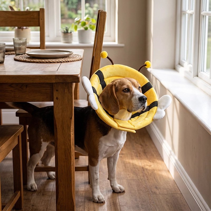 Collerette Chien permet à l'animal de manger, boire et dormir normalement malgré le port de l'accessoire