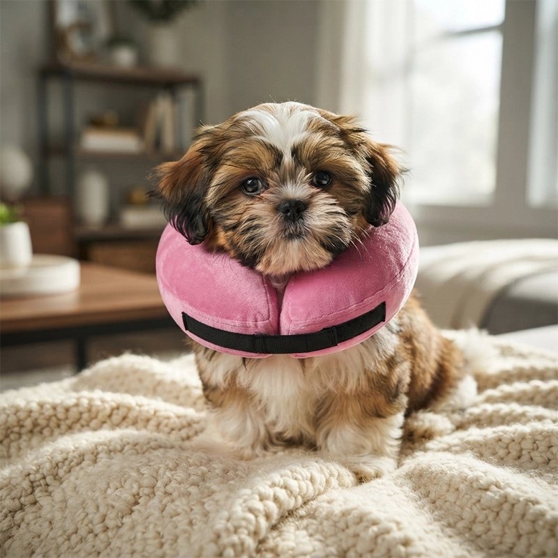 Collerette Chien revêtement en tissu doux et moelleux agréable au toucher pour apaiser l'animal pendant sa convalescence