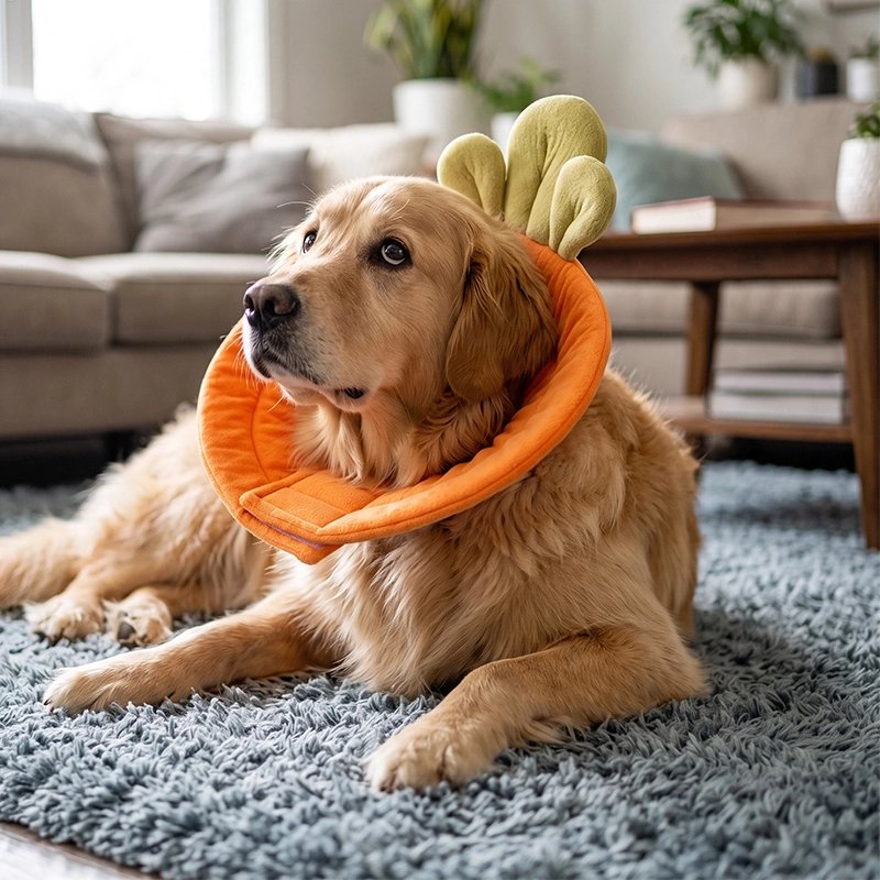 Collerette Chien Sécurité empêche l'accès aux plaies tout en préservant le bien-être psychologique de l'animal pendant la convalescence