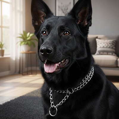 Collier Chien Design chaîne métallique: Structure en maillons entrelacés offrant robustesse et esthétique moderne