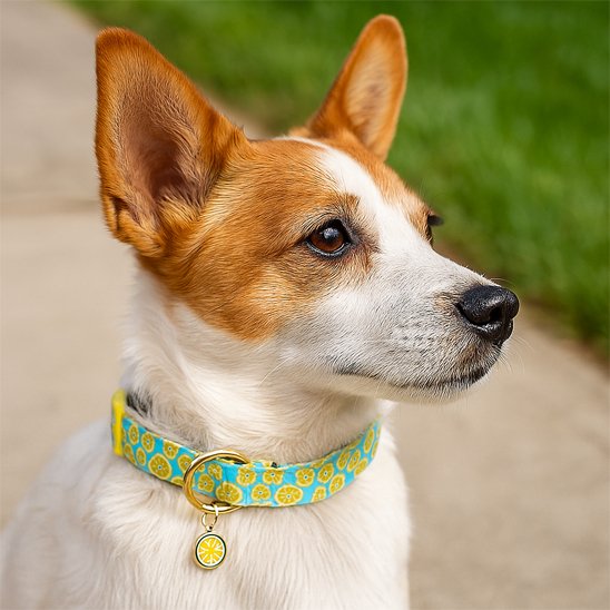 Collier chien Motifs décoratifs imprimés citron fraise pastèque ananas pour un style gai et estival