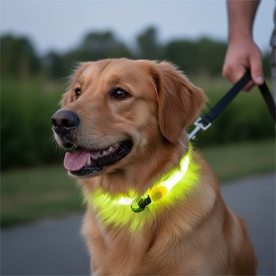 Colliers lumineux pour Chiens  Construction robuste supportant la pluie et l'humidité lors des sorties quotidiennes