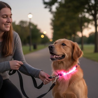 Colliers lumineux pour Chiens Plusieurs options lumineuses incluant mode continu et clignotant pour différentes situations