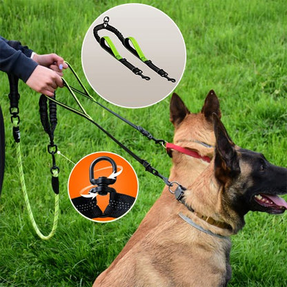 Double laisse pour chien Système de couplage double permet de promener deux chiens simultanément avec une seule main en toute sécurité