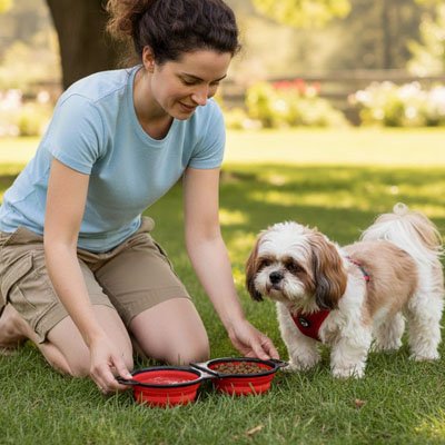 Gamelle Chien Construction flexible et résistante permettant de plier et déplier 