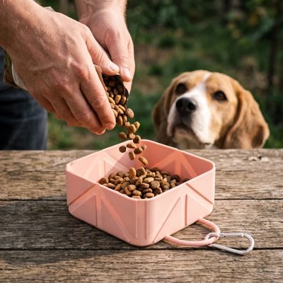 Gamelle Chien convient aussi bien pour la nourriture que pour l'eau lors des sorties