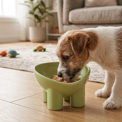 Gamelle Chien Le bol en pente facilite l'accès à la nourriture et l'eau, particulièrement adapté aux petites races et chiots