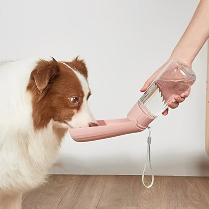 Gourde chien Bouteille 2 en 1 Réservoir d'eau intégré avec abreuvoir dépliable sans gaspillage