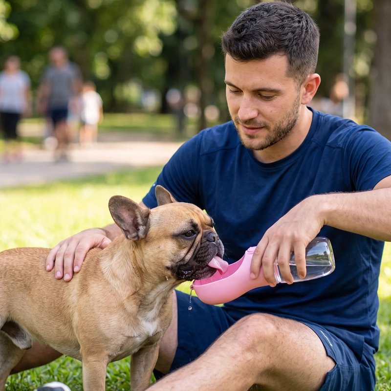 Gourde Chien design 2-en-1 permettant de remplir directement l'auge sans manipulation supplémentaire