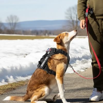 Harnais chien Attache positionnée sur le poitrail pour répartir uniformément la pression et éviter l'étranglement