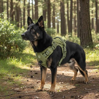 Harnais chien : Permet de fixer des accessoires modulaires comme pochettes, lampes ou trousses de premiers soins