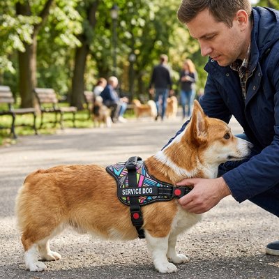 Harnais chien Prise dorsale permettant un guidage rapproché espaces bondés