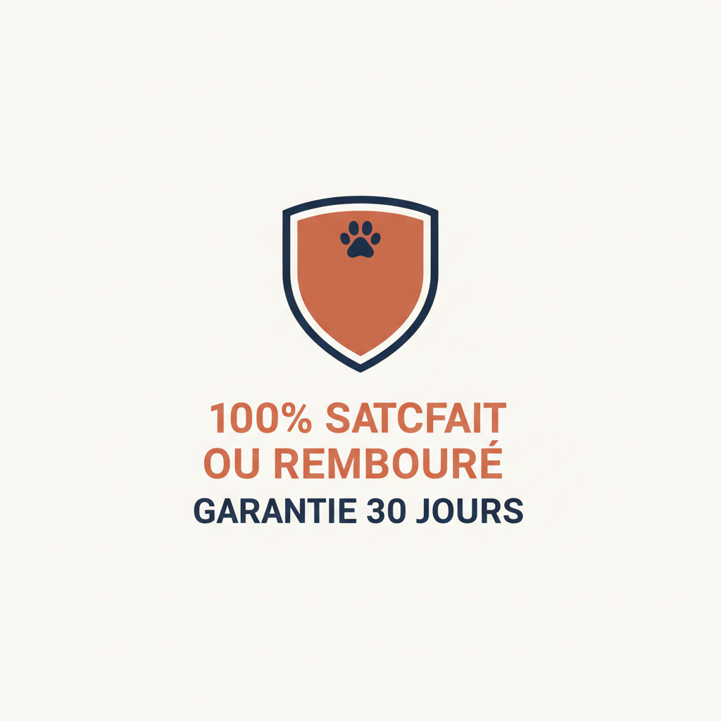 Badge 100% satisfait ou remboursé, garantie 30 jours pour les accessoires pour chien