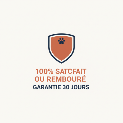 Badge 100% satisfait ou remboursé, garantie 30 jours pour les accessoires pour chien