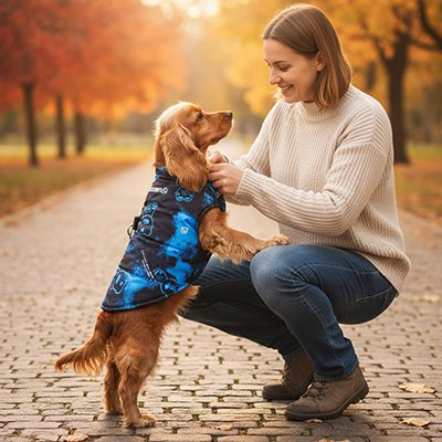 Imperméable pour chien​ Système de fermeture sécurisé: Enfilage et ajustement rapides pour faciliter l'habillage quotidien