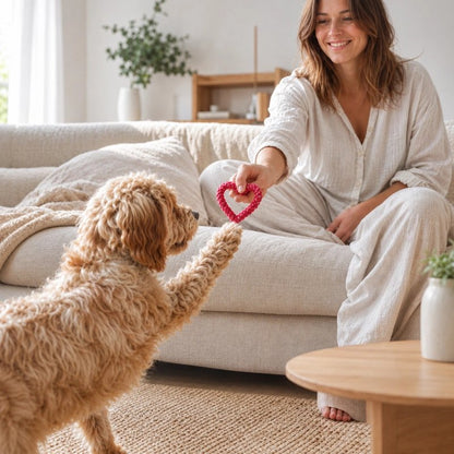 Jouet Chien coeur tressé, symbole d'affection à offrir à son chien