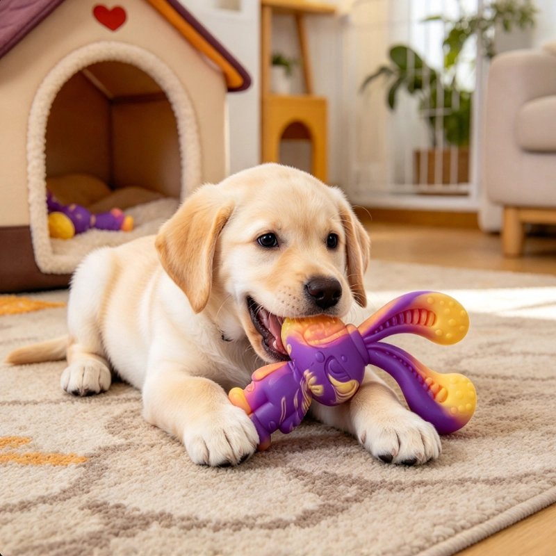 Jouet Chien surface cloutée favorisant le nettoyage dentaire et le massage des gencives