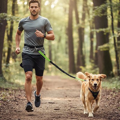 Laisse canicross Ceinture ajustable avec attache ventrale libère les mains et répartit la traction sur les hanches