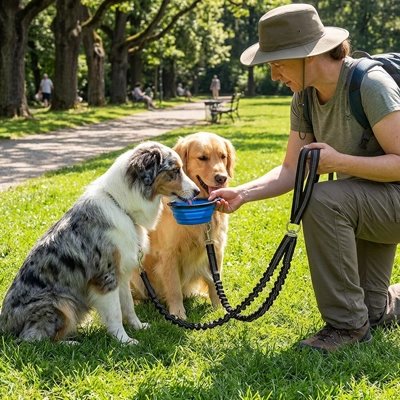Laisse double pour Chien conçu pour supporter la traction combinée de deux animaux sans risque de rupture