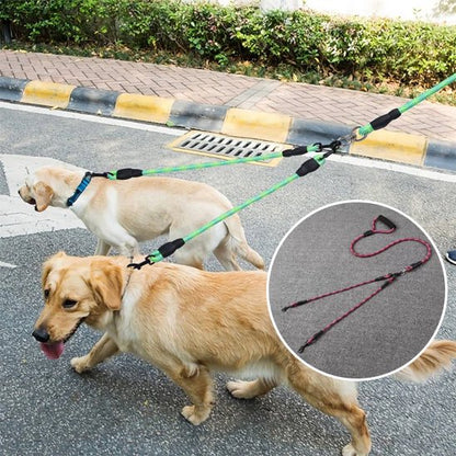 Laisse double pour chien laisse conception robuste supportant la traction de deux animaux sans risque de rupture