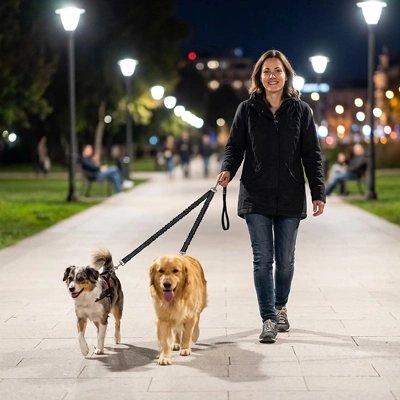 Laisse double pour Chien libère une main tout en gardant le contrôle total sur les deux animaux