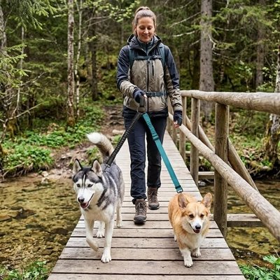 Laisse double pour Chien Matériaux résistants aux intempéries garantit une utilisation durable en toutes conditions climatiques