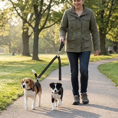 Laisse double pour Chien permet de promener deux chiens simultanément avec une seule laisse