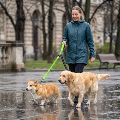 Laisse double pour Chien permet de promener deux chiens simultanément avec une seule poignée de contrôle