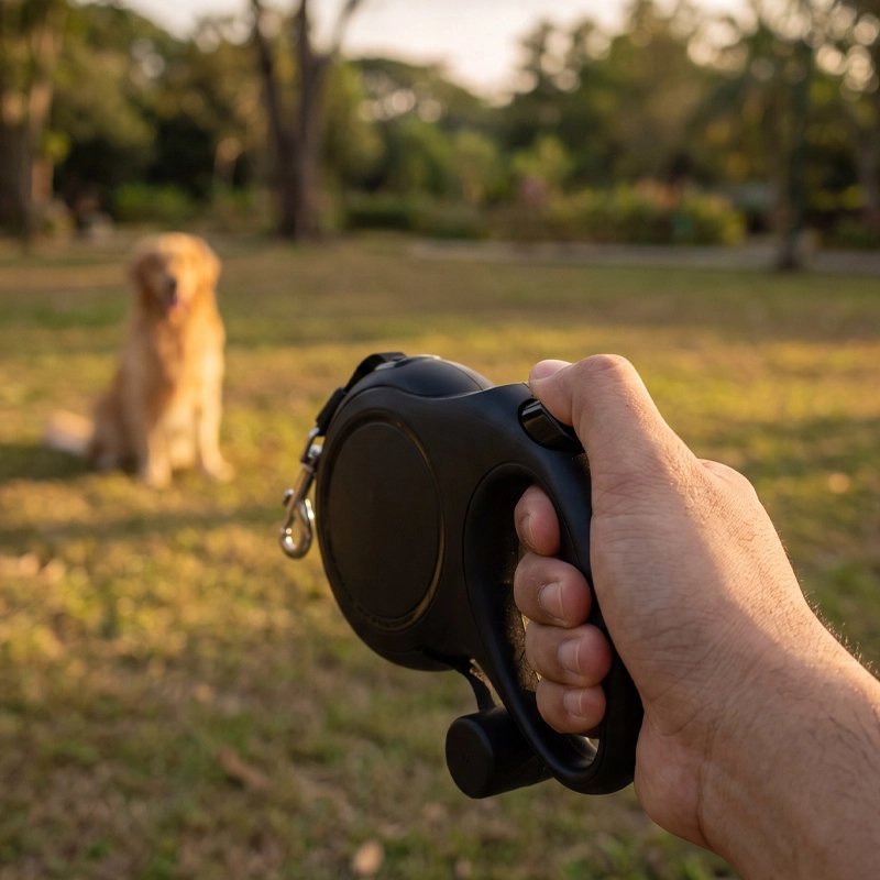 Laisse enrouleur Esthétique soignée avec finitions de qualité s'intégrant naturellement au quotidien des propriétaires d'animaux