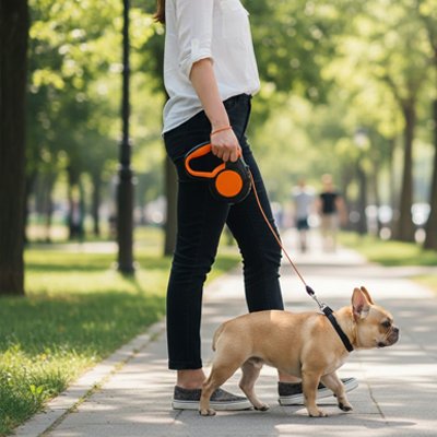 Laisse enrouleur pour chien format léger et maniable facilitant le transport rangement entre les sorties