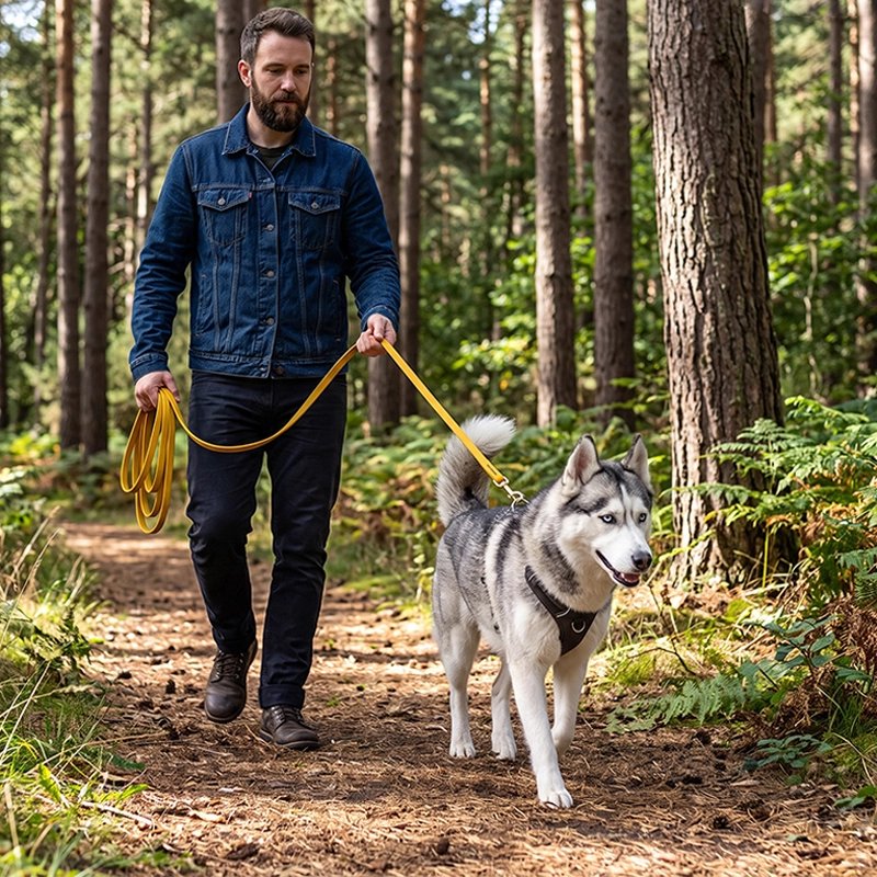 Longe pour Chien permet de porter la longe enroulée à la main de manière organisée et sans enchevêtrement