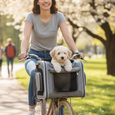 Panier à vélo pour Chien permet de garder l'animal à vue pendant le trajet et facilite surveillance constante
