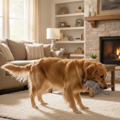 Peluche Chien Permet un transport facile dans la gueule et encourage les jeux de rapport interactifs