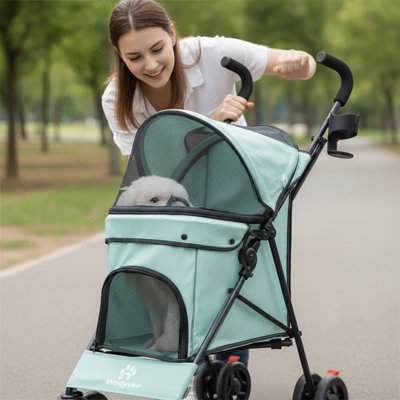 Poussette pour chien Compartiment de rangement inférieur pochète extérieure