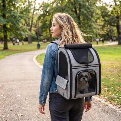 Sac de transport pour Chien Se porte sur le dos avec des bretelles rembourrées ajustables pour un confort optimal 