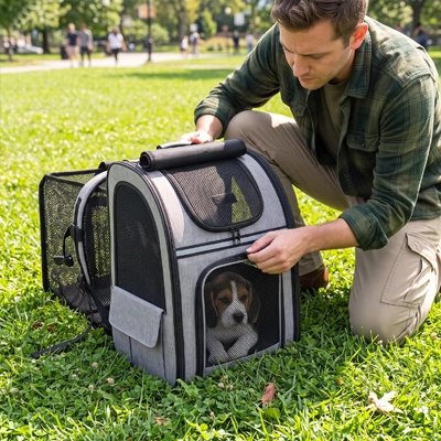 Sac de transport pour Chien Systèmes de fermeture fiables empêchant toute sortie non désirée de l'animal