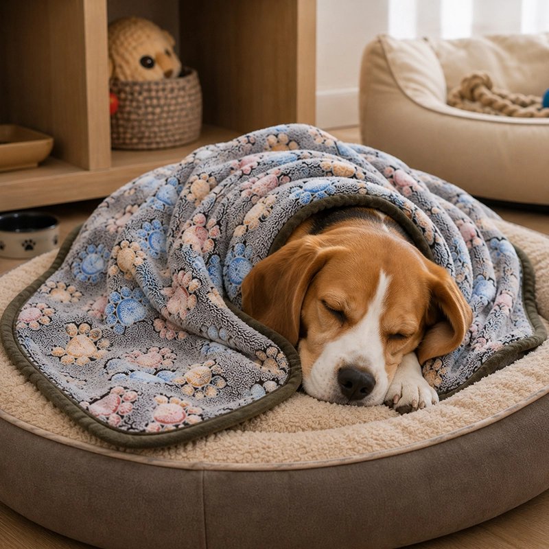 Tapis Chien Tissu en flanelle ultra-doux offrant un confort optimal pour le repos et la détente de l'animal